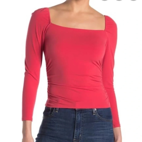 Abound Tops - Abound Ruched Square Neck Top​​​​​​​​​​